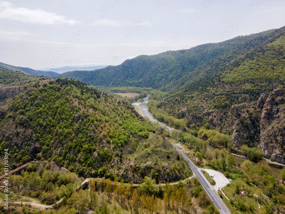 Fototapeta premium Aerial view of Kresna Gorge, Bulgaria