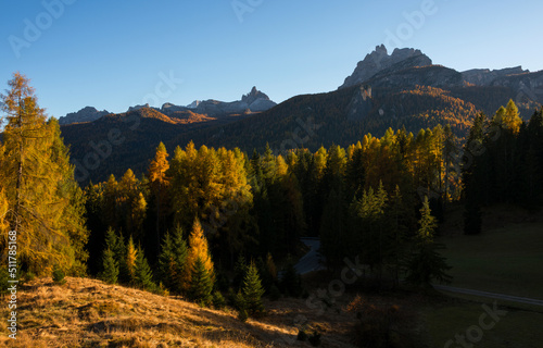 Autumn in dolomites landscape