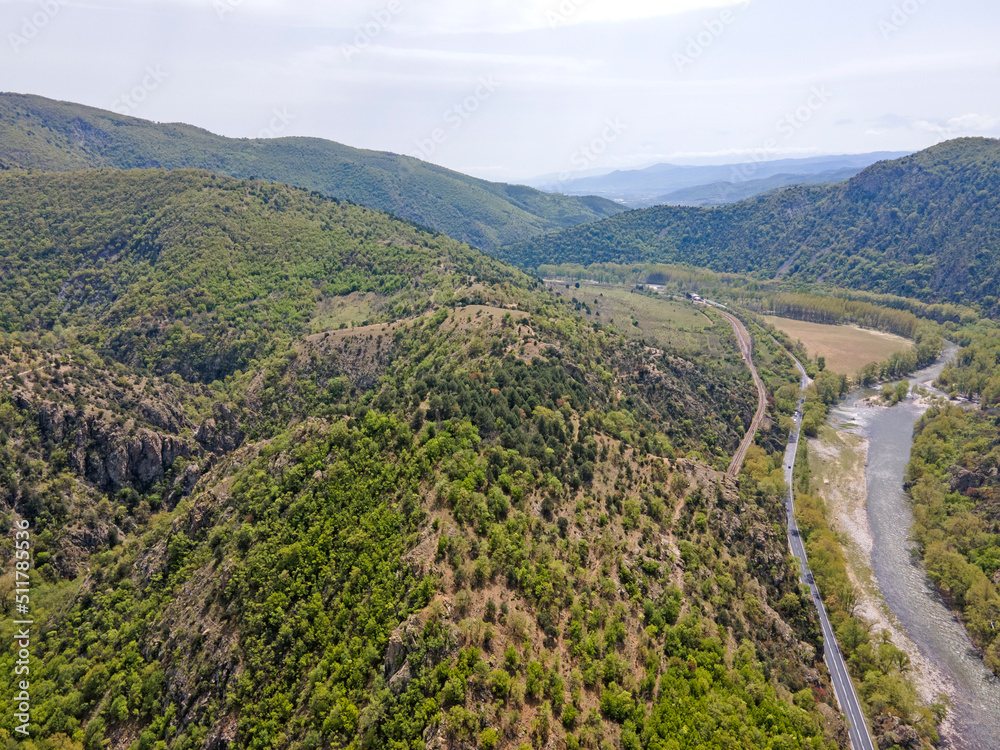 Aerial view of Kresna Gorge, Bulgaria