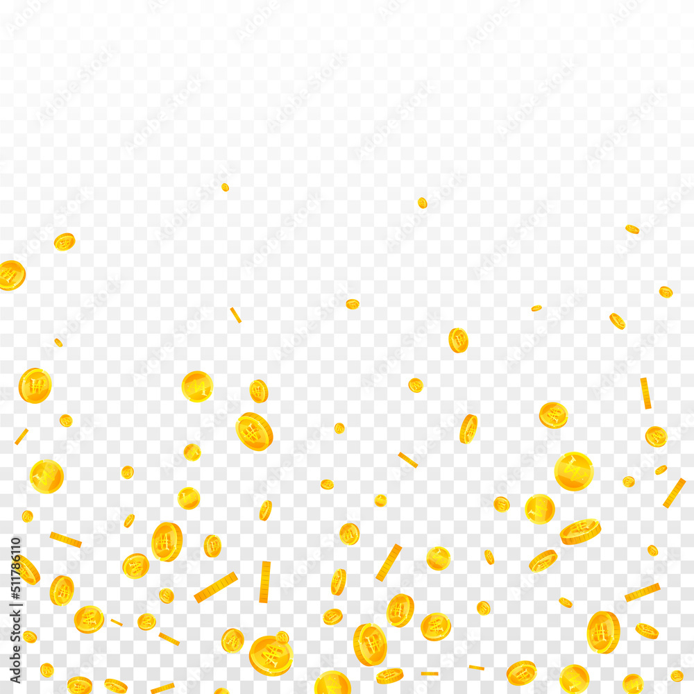 Korean won coins falling. Eminent scattered WON coins. Korea money. Rare jackpot, wealth or success concept. Vector illustration. Korean won coins falling. Eminent scattered WON coins. Korea money. Rare jackpot, wealth or success concept. Vector illustration.