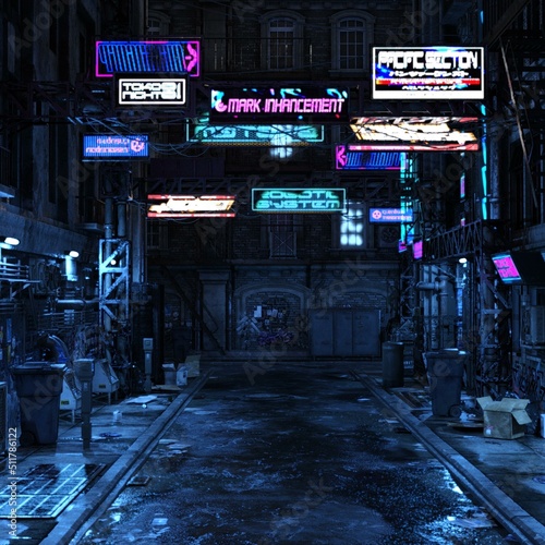 3d-illustration of a futuristic cyberpunk city, background picture