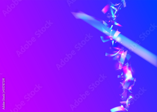 Transparent Glitter. Shiny Flare. Blue Party Glare. Iridescent Confetti. Surreal Foil. Bokeh Sparkles. Webpunk Art. Disco Carnaval Decoration. Purple Transparent Glitter