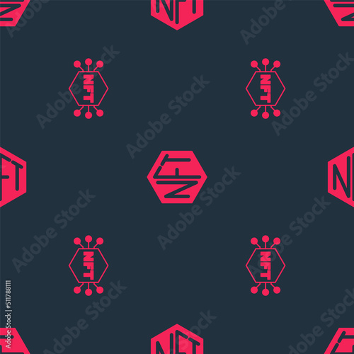Set NFT Digital crypto art and on seamless pattern. Vector