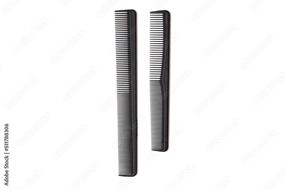 Hair comb, carbon professional hair comb set, personal use, two set, thin, white background, isolated