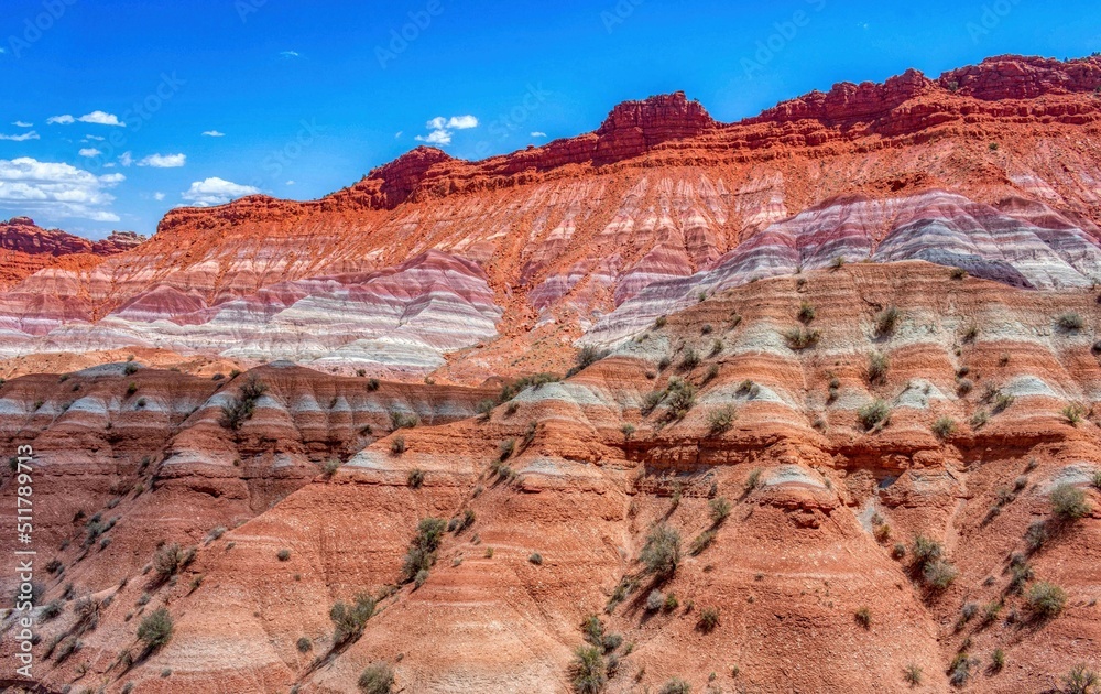Beautiful Colored Stripes On Sandstone Cliffs of Old Paria, Utah