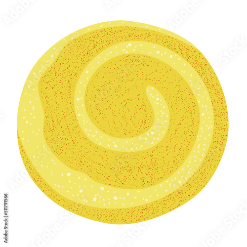 Round yeast bread baked from wheat flour. Vector flat illustration.