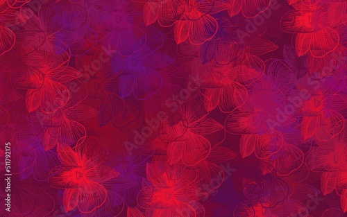 Dark Purple, Pink vector abstract backdrop with flowers.