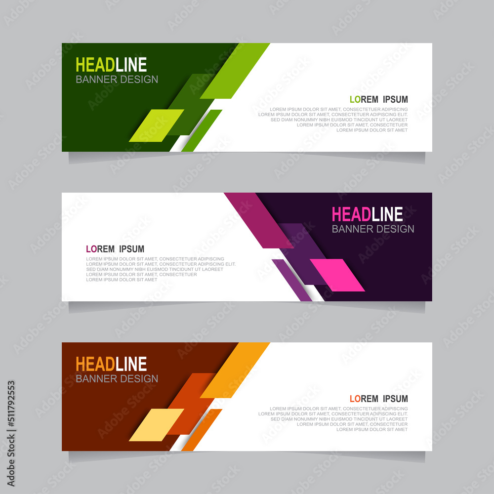 Abstract banner design web template Set, Horizontal header web banner.