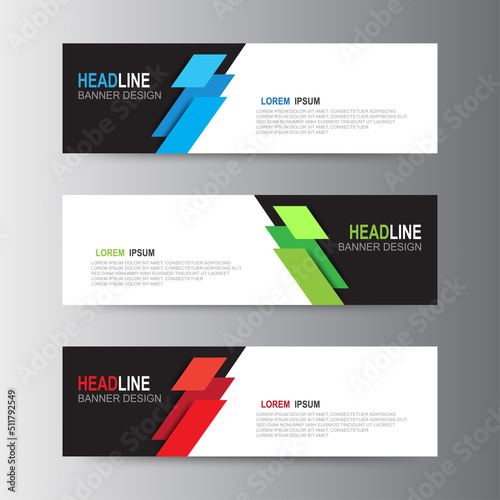 Abstract banner design web template Set, Horizontal header web banner.