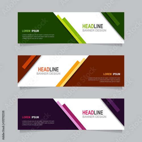 Abstract banner design web template Set, Horizontal header web banner.