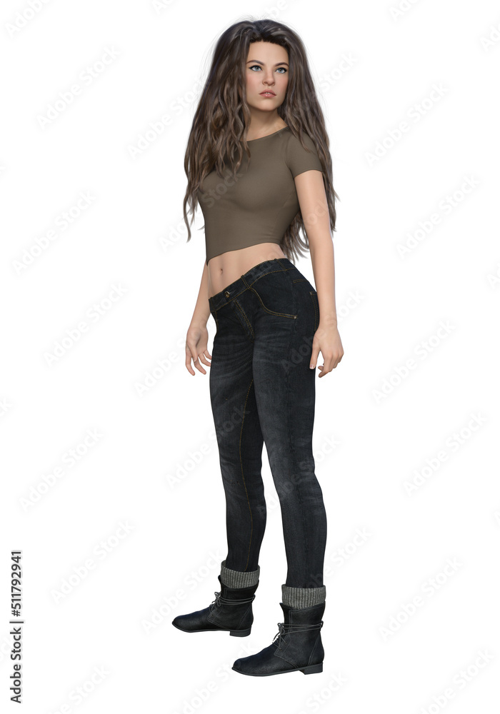 urban fantasy female, 3D, isolated urban fantasy female, 3D, isolated