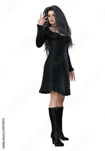 female witch paranormal, 3D, isolated