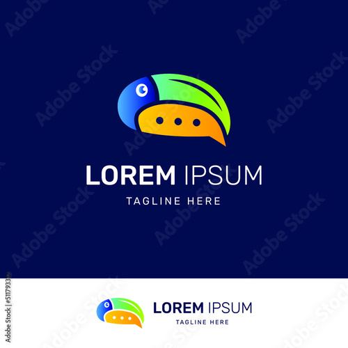 Tropical Bird Chat Logo Template. Suitable for chat applications, chat websites, customer service, and other industries