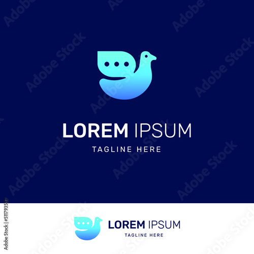 Dove Bird Chat Logo Template. Suitable for chat applications, chat websites, customer service, and other industries