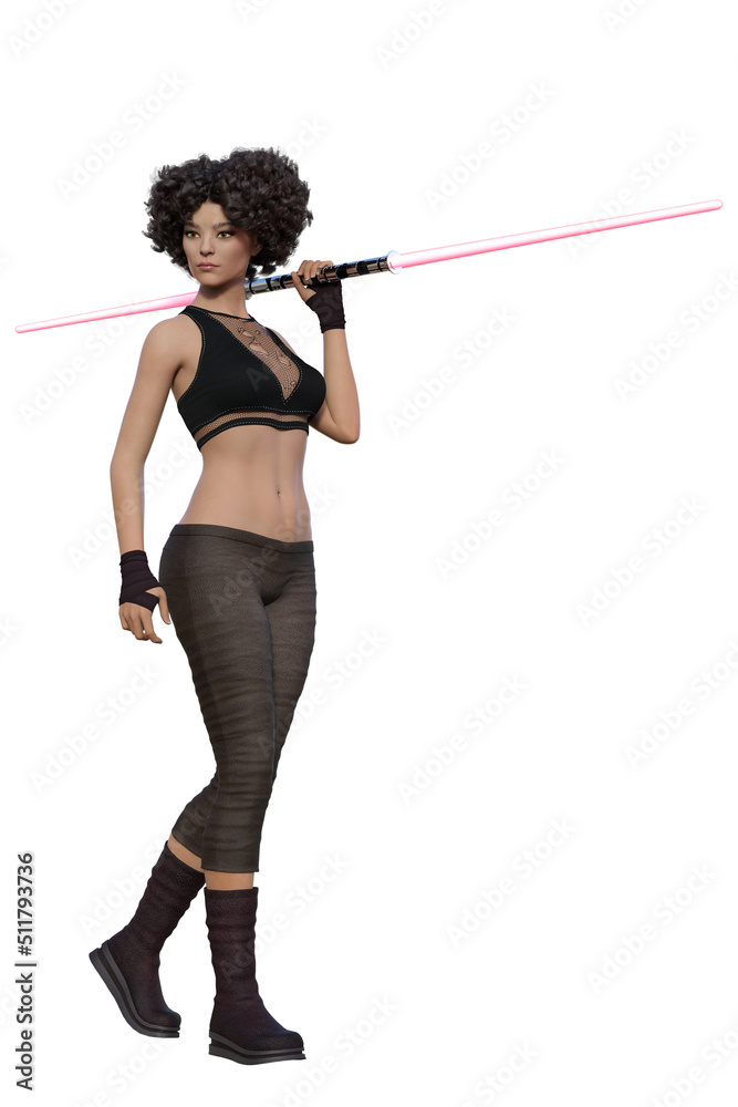 Obraz premium fantasy warrior female, 3D, isolated