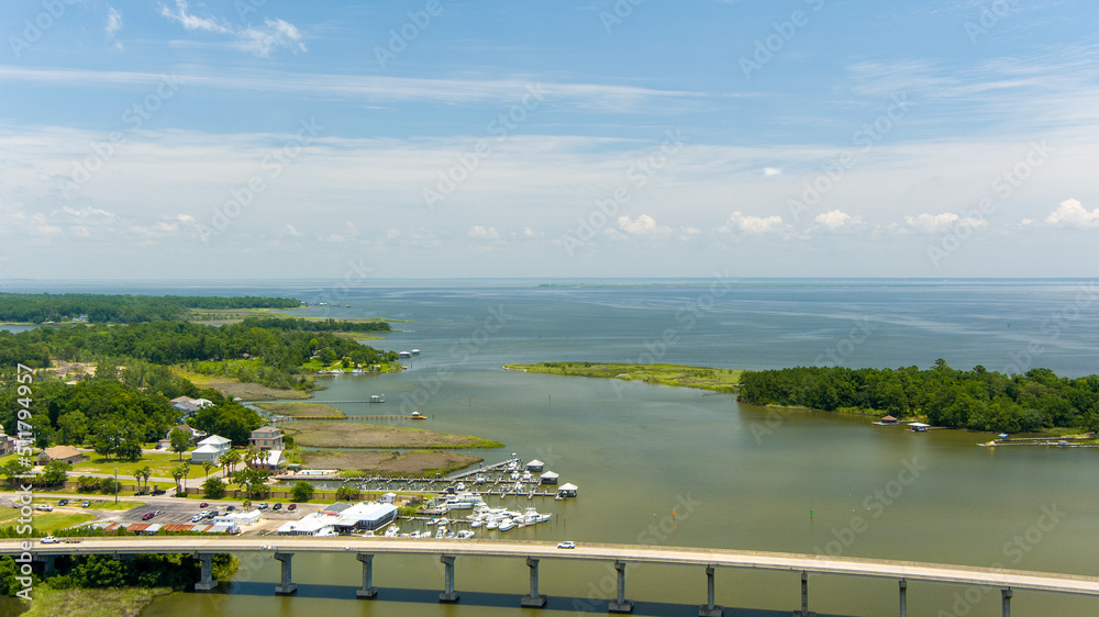Obraz premium Fowl River and Mobile Bay