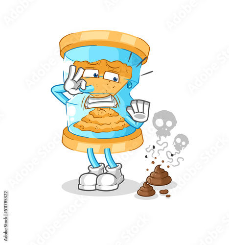 hourglass with stinky waste illustration. character vector
