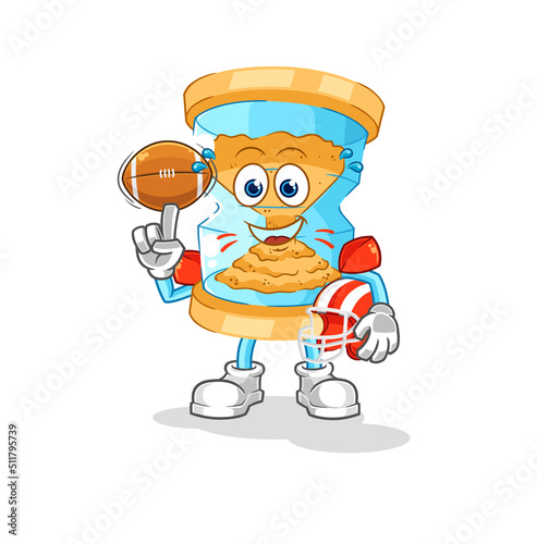 hourglass playing rugby character. cartoon mascot vector