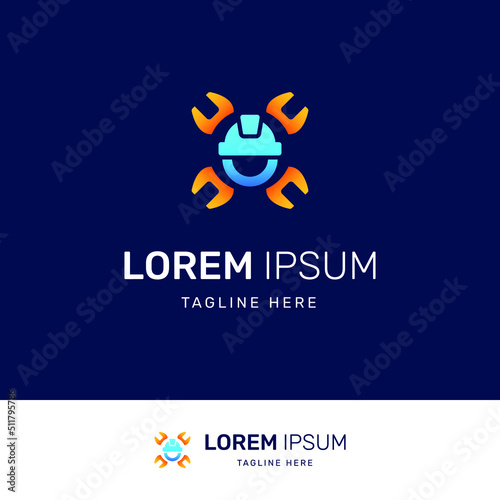 Labor wrench Logo Template. Suitable for construction companies, building, contractors and other carpentry companies
