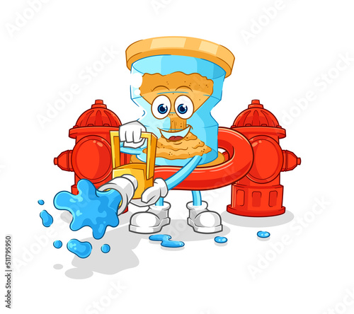 hourglass firefighter vector. cartoon character
