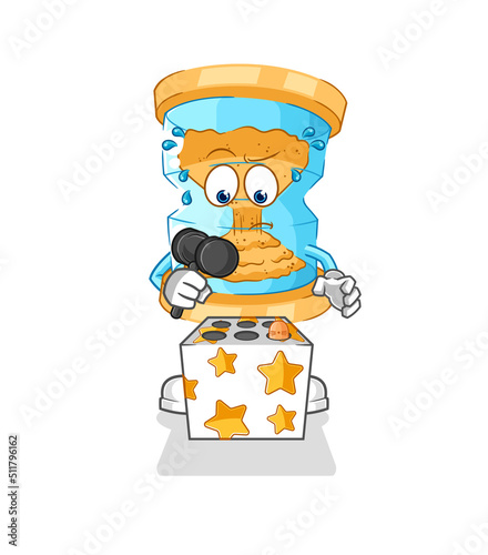 hourglass play whack a mole mascot. cartoon vector