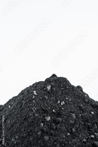 A pile of coals on a white background