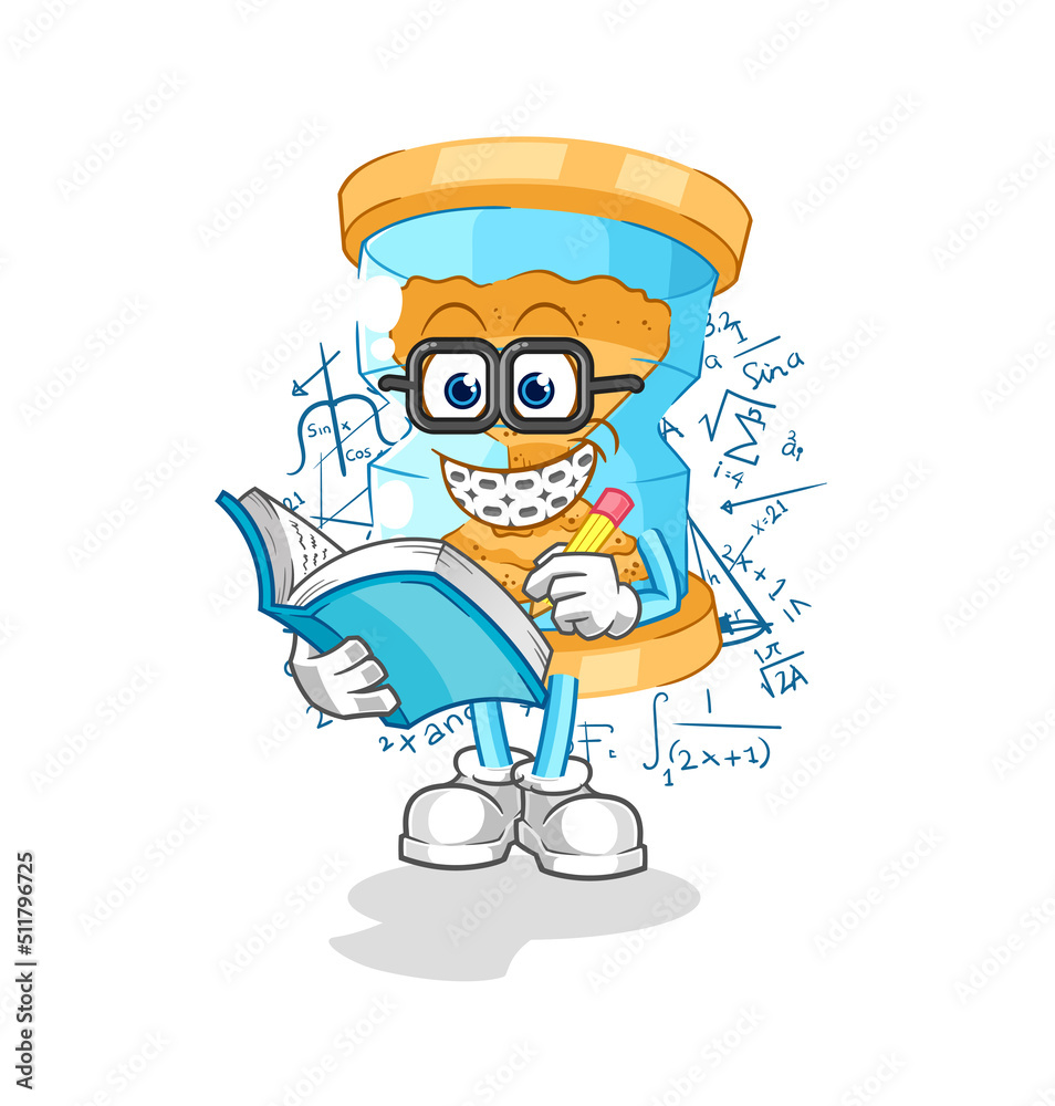 hourglass geek cartoon. cartoon mascot vector hourglass geek cartoon. cartoon mascot vector