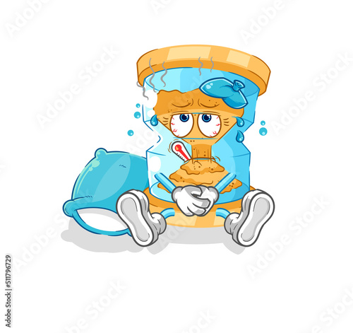 hourglass sick vector. cartoon character