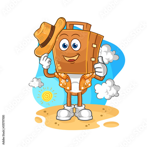 suitcase head go on vacation. cartoon mascot vector