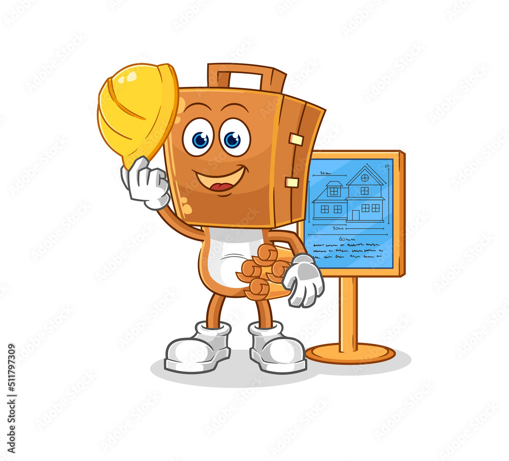 suitcase head Architect illustration. character vector suitcase head Architect illustration. character vector