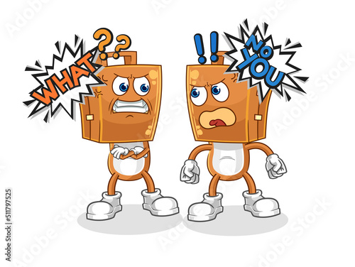 suitcase head arguing each other cartoon vector