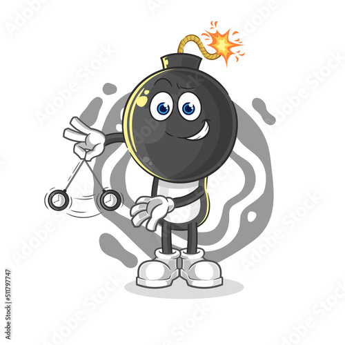 bomb head hypnotizing cartoon. cartoon mascot vector