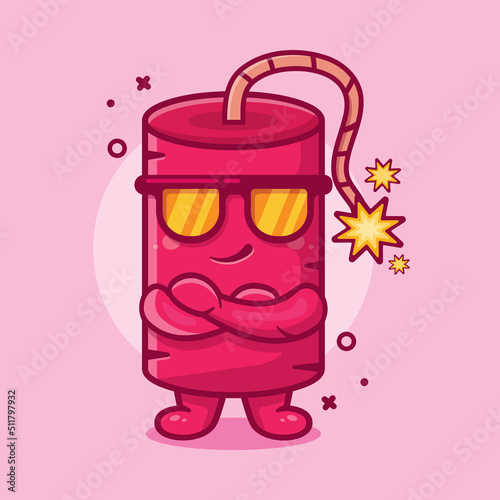 cute dynamite bomb character mascot with cool expression isolated cartoon in flat style design