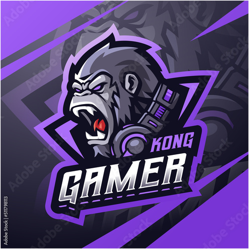 Kong gamer esport mascot logo design