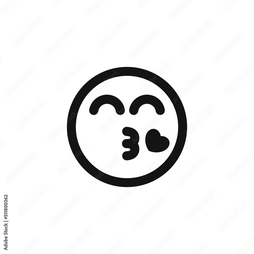 Obraz premium Kiss face emoticon icon vector