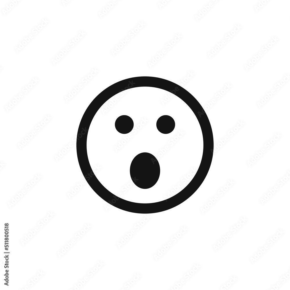 Surprised face emoticon icon vector Surprised face emoticon icon vector