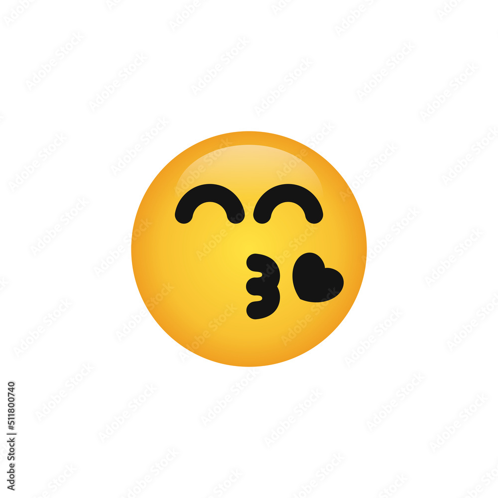 Fototapeta premium Kiss face emoticon icon vector