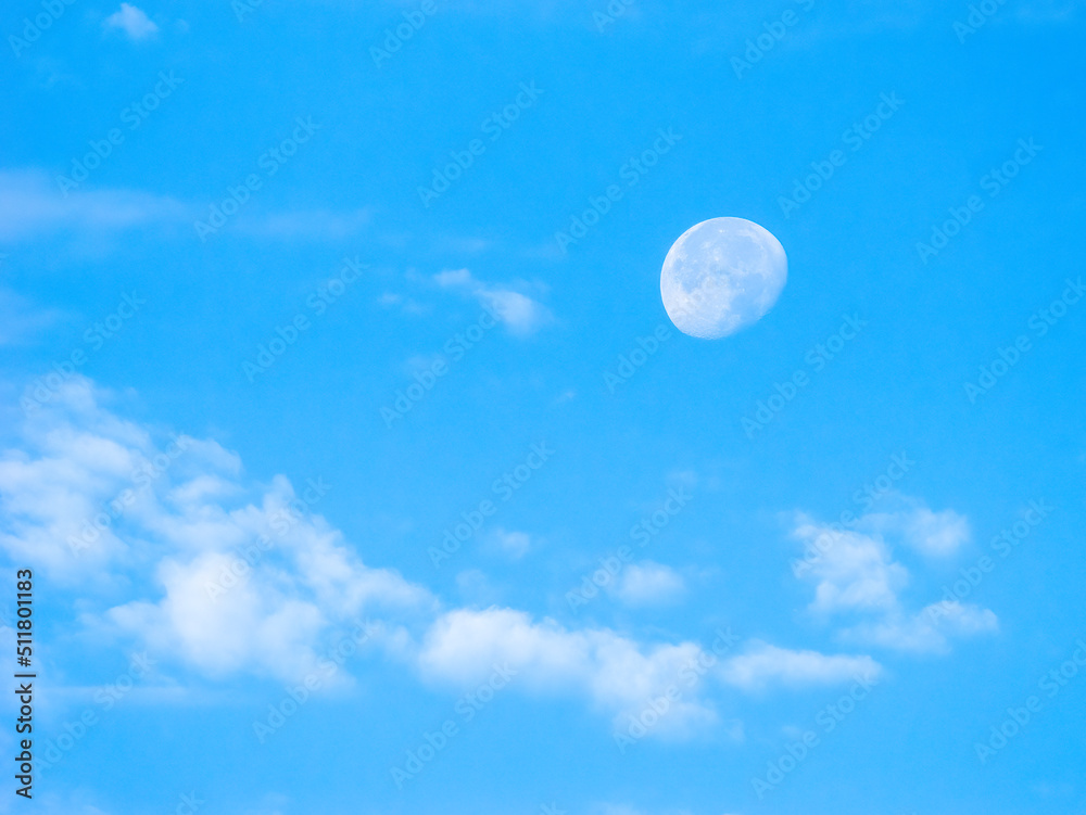blue sky with the moon and clouds