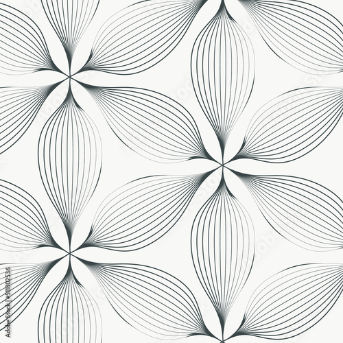 Vector seamless pattern. linear stylish background. Stylised monochrome of flower and leaves. Can be used as swatch for illustrator. Pattern is on swatches panel