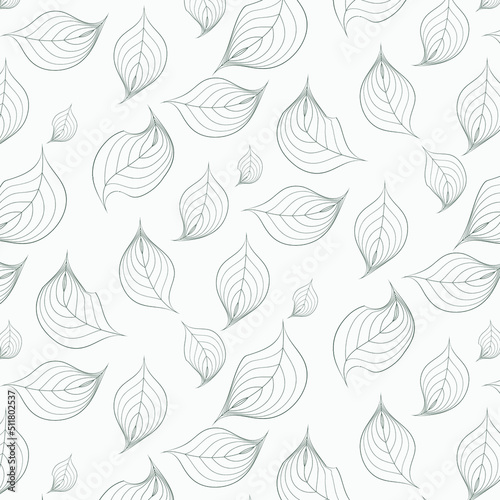 Vector seamless pattern. linear stylish background. Stylised monochrome of chaos leaves. Can be used as swatch for illustrator. Pattern is on swatches panel
