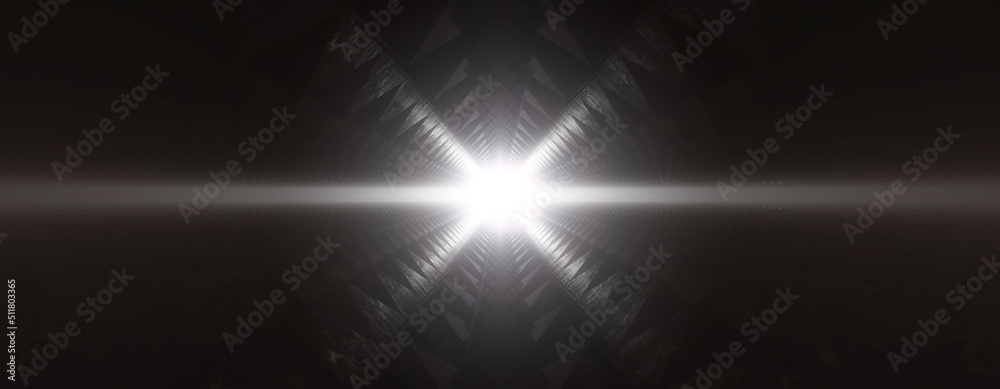 Dark abstract Sci Fi Triangle background. Glowing Light Rays. 3d Rendering - obrazy, fototapety, plakaty 