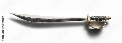 a pirate's cutlass sword isolated on white. 3D Rendering, illustration photo