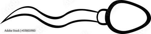 Vector illustration of a spermatozoon drawn in black and white