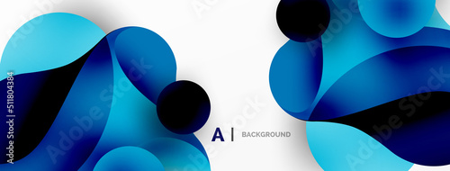 Flowing geometric shapes minimalist abstract background. Round shapes and circles. Wallpaper for concept of AI technology, blockchain, communication, 5G, science, business