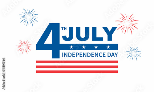Happy 4th of July fireworks - Independence Day USA blue background with the United States flag and 4th of July typography - vector illustration