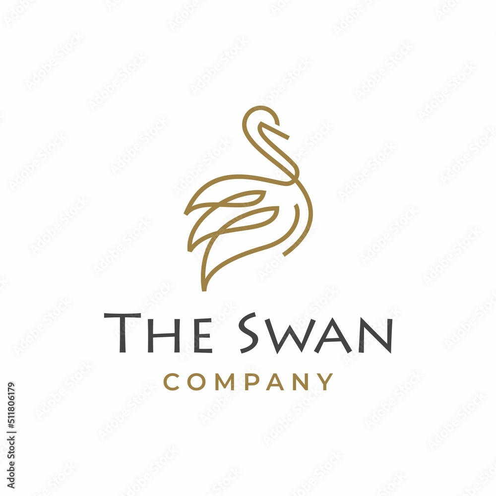 Fototapeta premium elegant line art swan logo vector