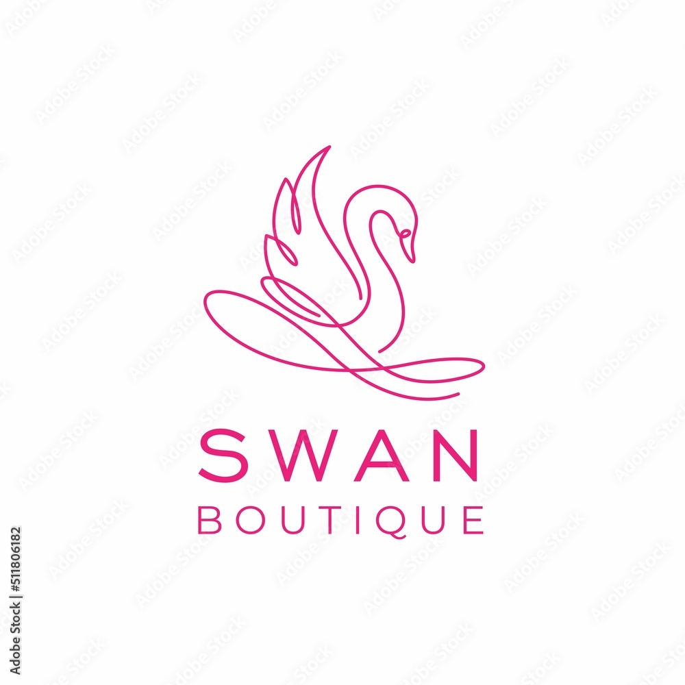 Fototapeta premium line art swan logo vector