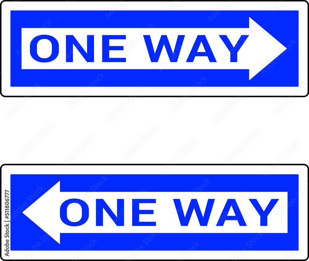 One Way road Sign on a white background, vector illustration