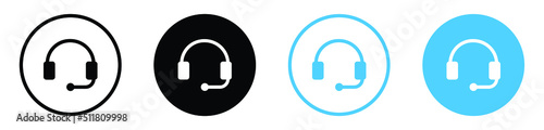 Customer service headphone icon, customer support headset icon - headphones Contact us icons button - Call center icon sign button