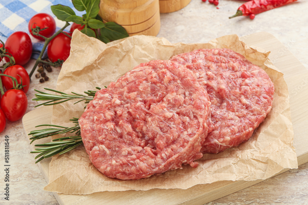Raw pork cutlet for burger Raw pork cutlet for burger